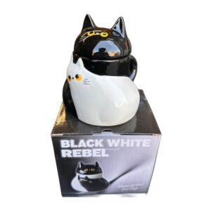 TAZON GATO BLANCO Y NEGRO